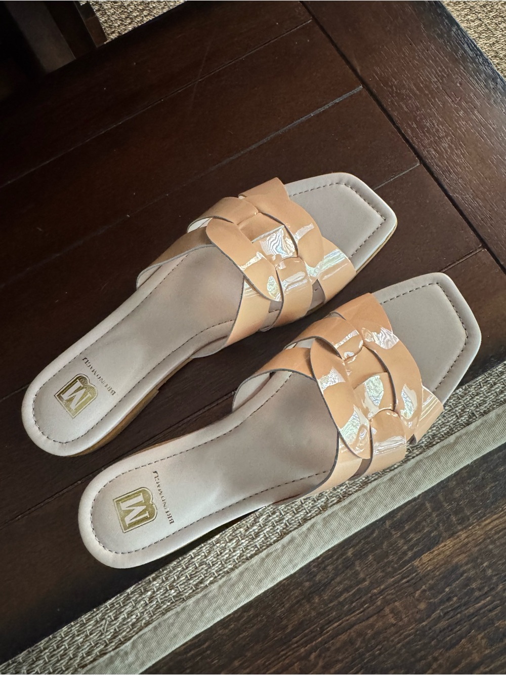 Bruno Magli Women’s Tan Woven Slide Sandals
